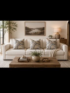 Callisto Marble-Effect Throw Pillows in Cream, Gray, and Brown Tones